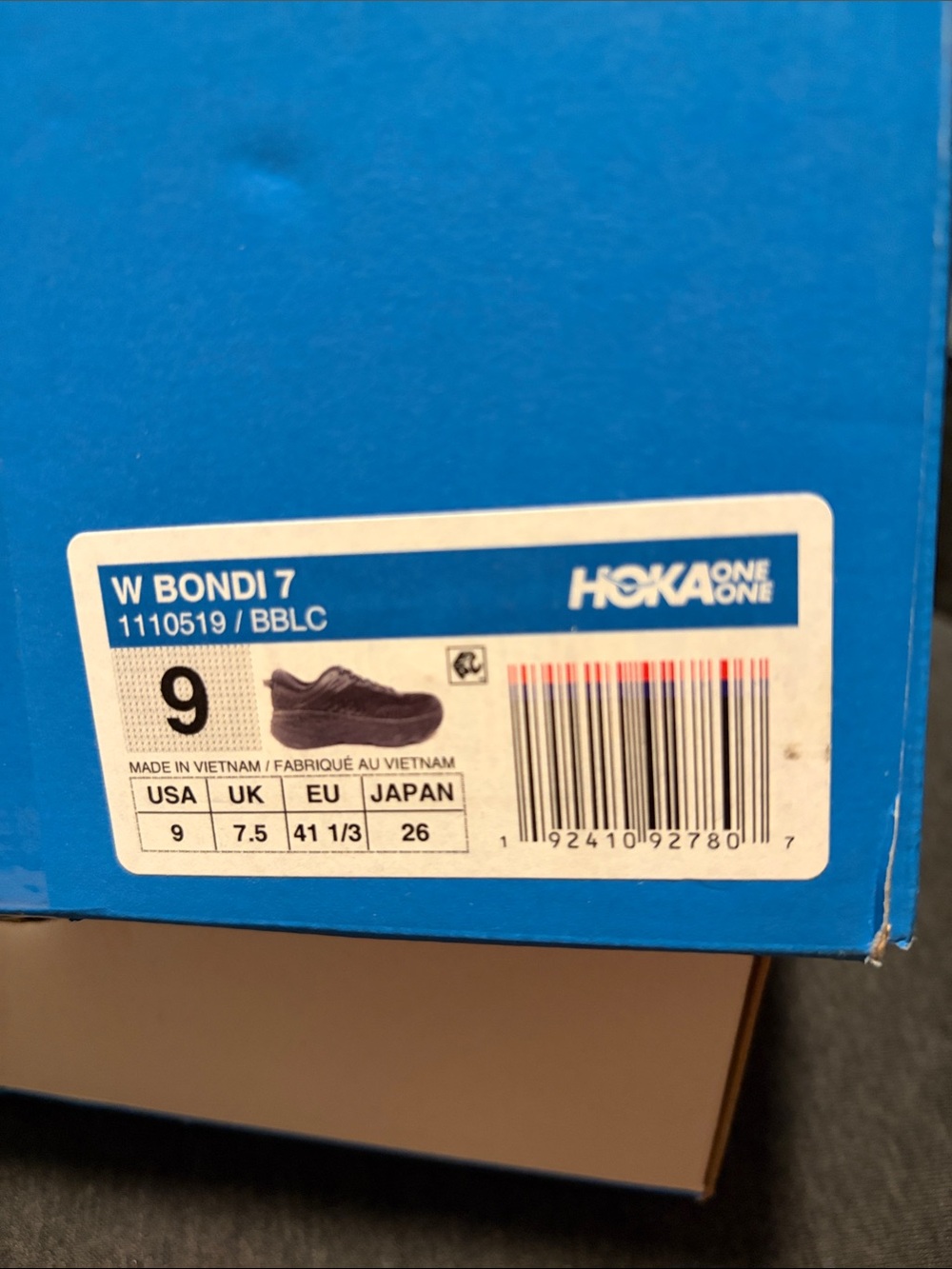Hoka Bondi 7 black size 9 new in box - Picture 3 of 7
